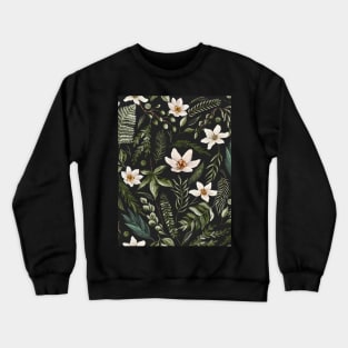 Floral Meadow seamless Pattern Black Crewneck Sweatshirt